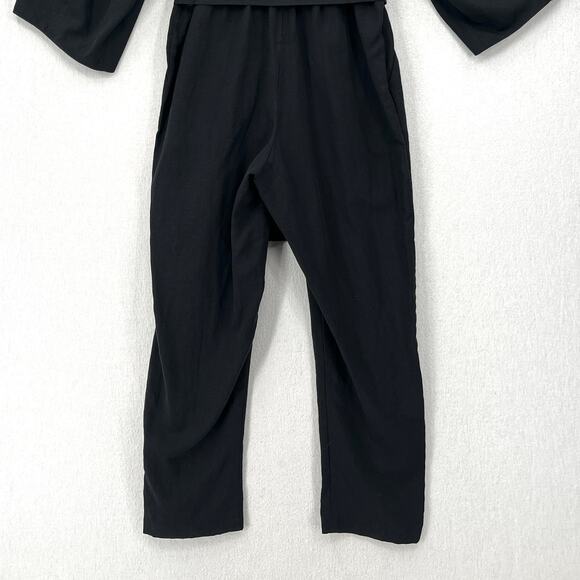 A PIECE APART Meru Jumpsuit Womens 0 Black Balloon Sleeve Belted Crop One Piece - Picture 9 of 16